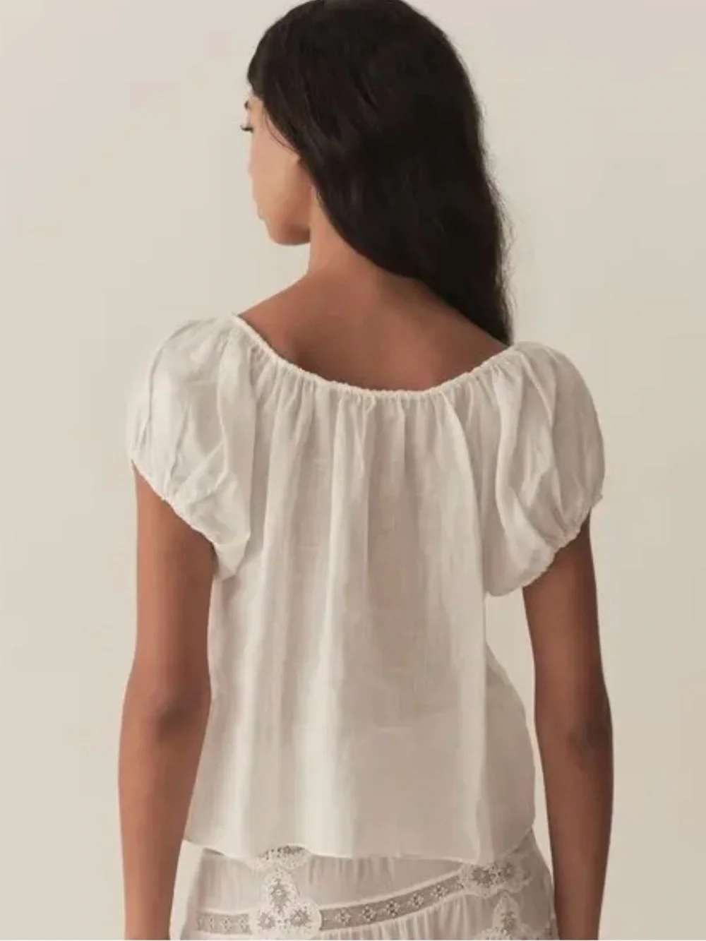 Doen White Peasant Off-Shoulder Blouse